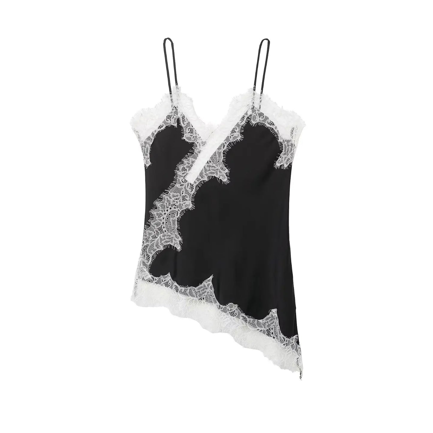 AMEHE Women's Asymmetrical Lace Backless Off-Shoulder Camisole Top