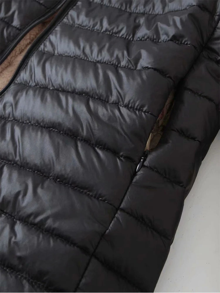 AMEHE Women's Hooded Mid-Length Fleece-Lined Winter Coat
