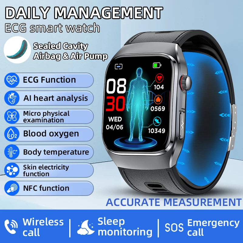Smart Health Watch with ECG & Blood Pressure Monitoring – AMOLED Fitness Tracker Bracelet
