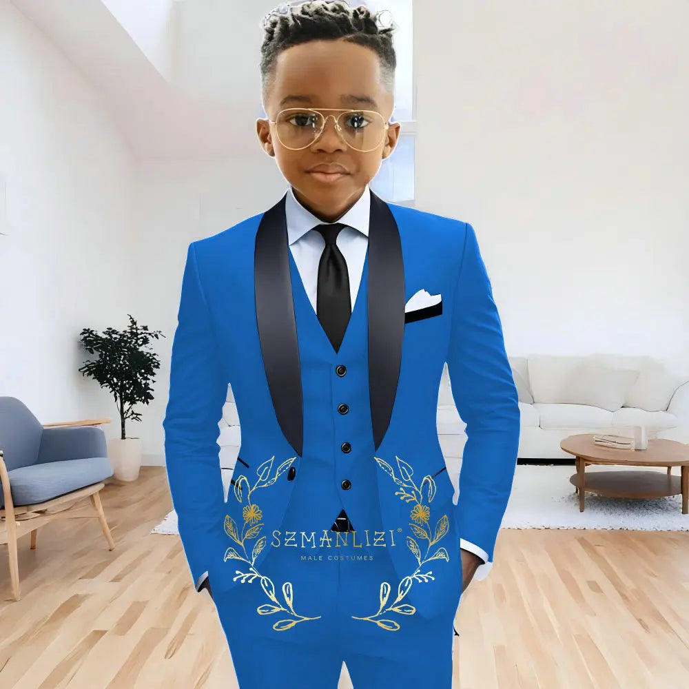 AMEHE Boys’ 3-Piece Navy Blue Formal Suit