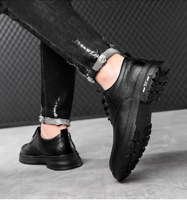 Men’s Retro Platform Loafers – Spring/Autumn Casual Shoes