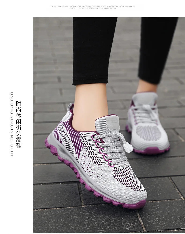 Women’s Platform Lace-Up Sneakers – Casual Running & Vulcanized Shoes