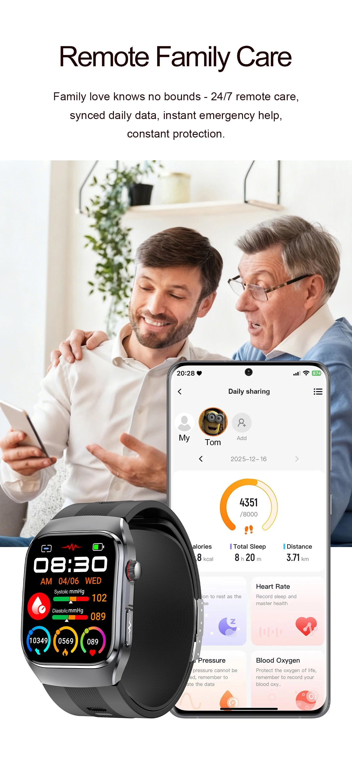 Smart Health Watch with ECG & Blood Pressure Monitoring – AMOLED Fitness Tracker Bracelet