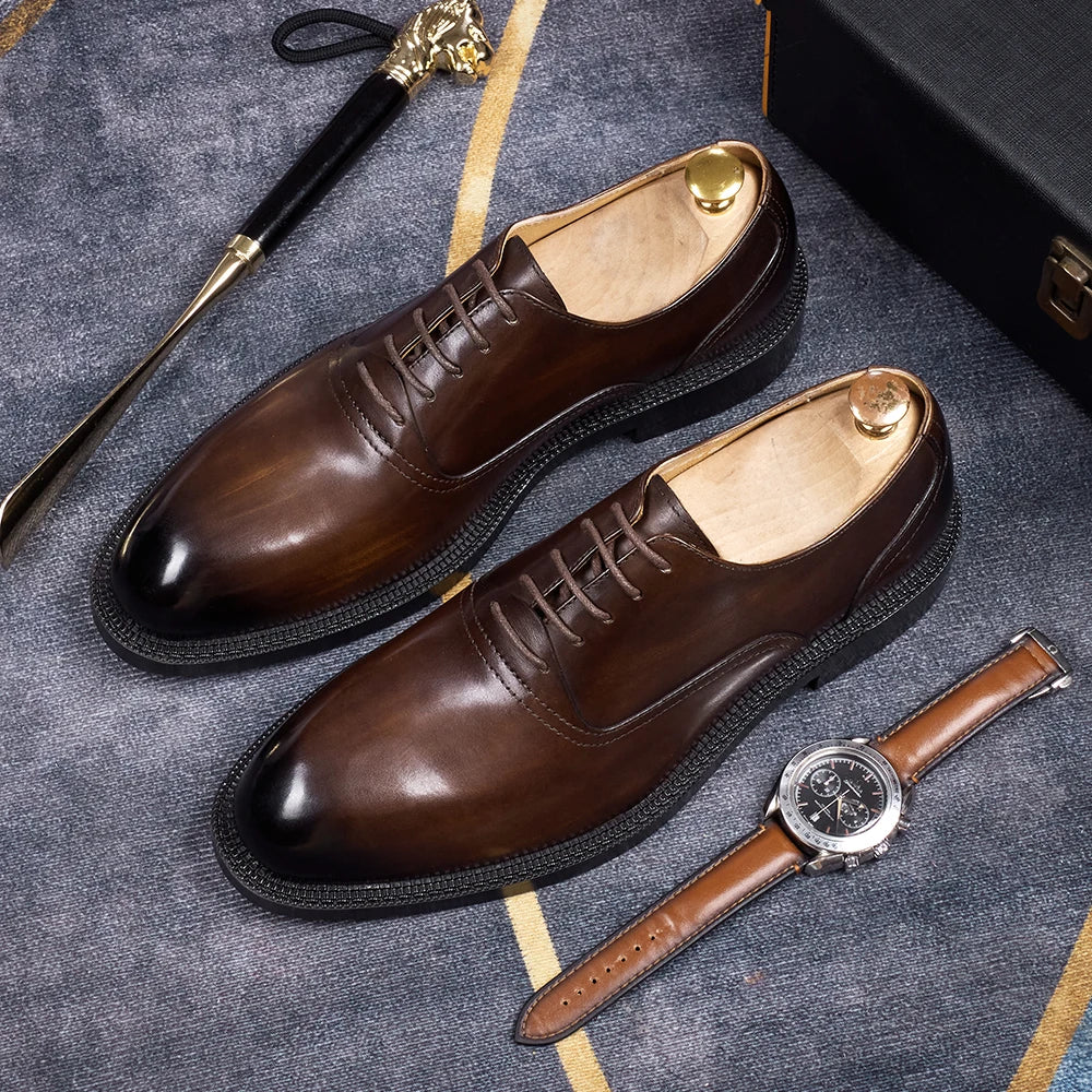 Men’s Formal Office Shoes – Solid Color Oxford Leather