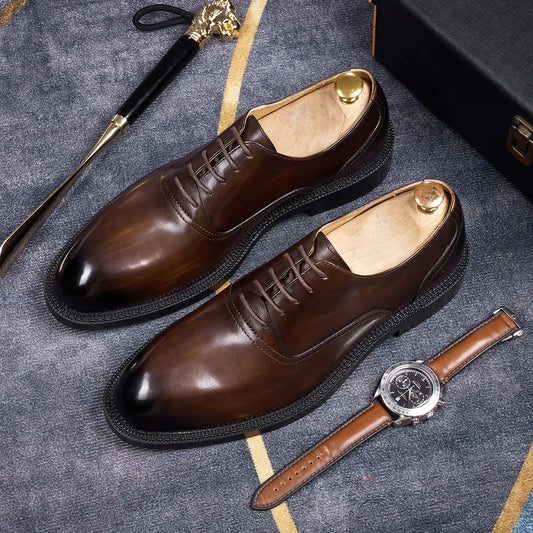 Men’s Formal Office Shoes – Solid Color Oxford Leather