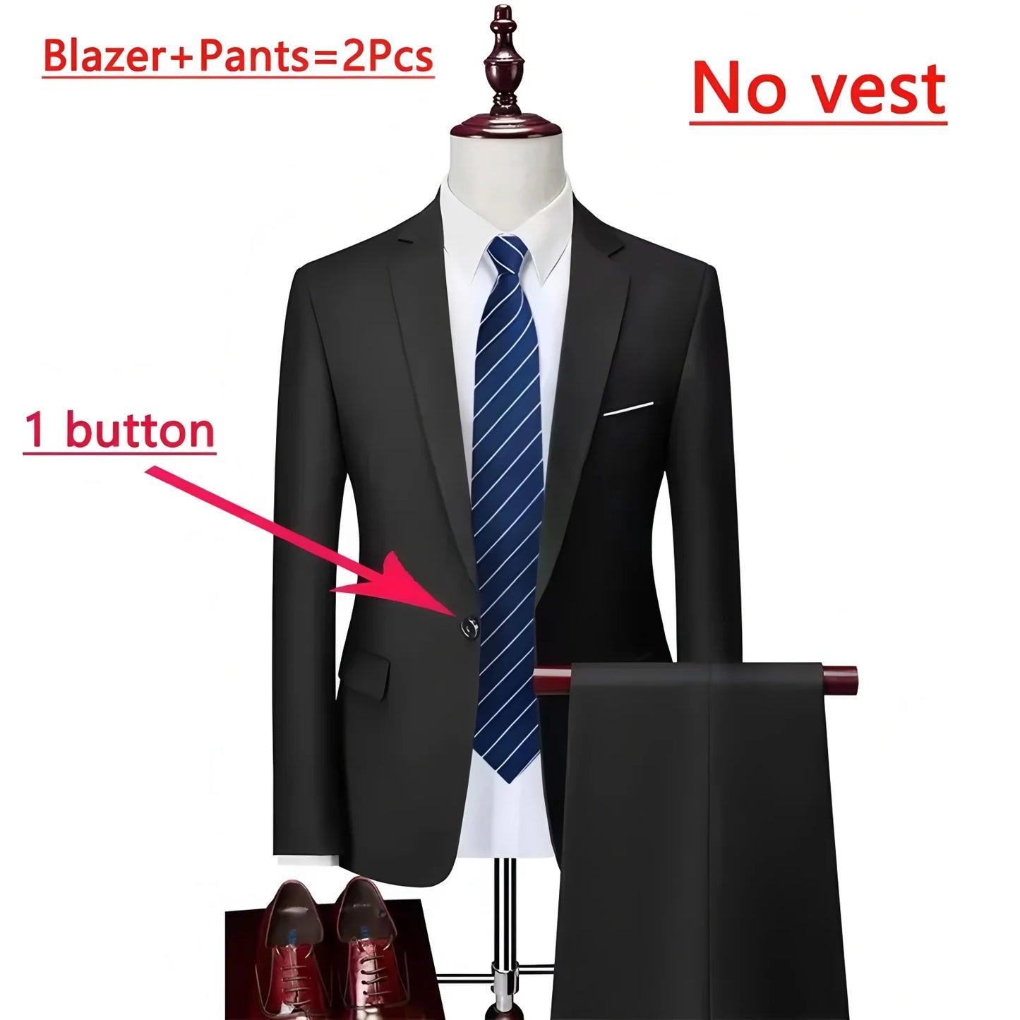 AMEHE Men’s Luxury 3-Piece Business & Formal Suit