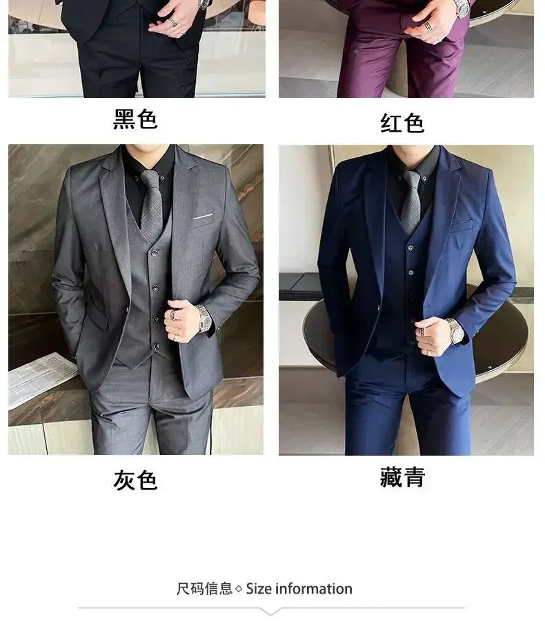 AMEHE Men’s Fashion 3-Piece Business & Formal Suit (S–9XL)
