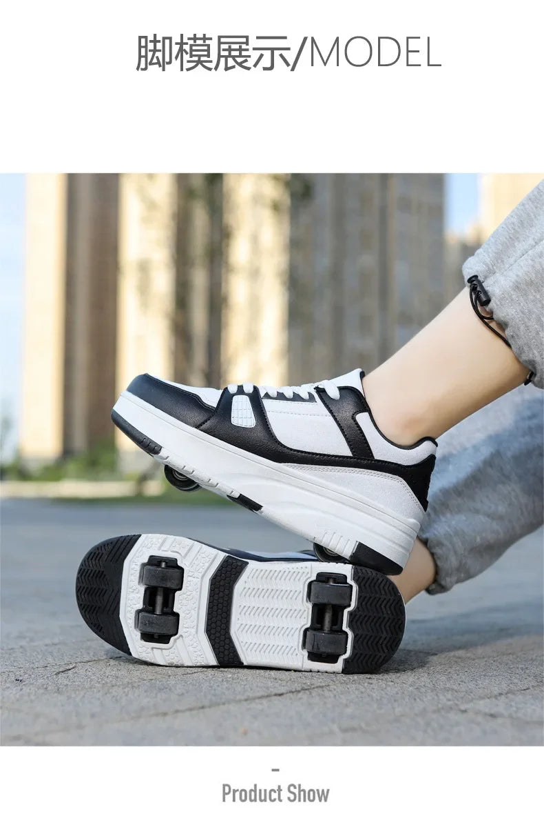 Boys & Girls 4-Wheel Skate Sneakers – Fashionable & Fun
