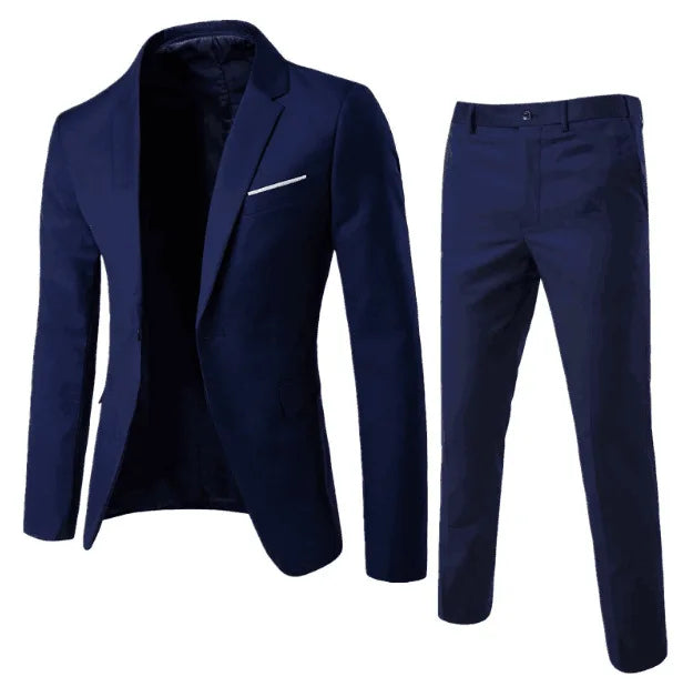AMEHE Men’s Slim 2-Piece Formal Suit – Spring to Winter