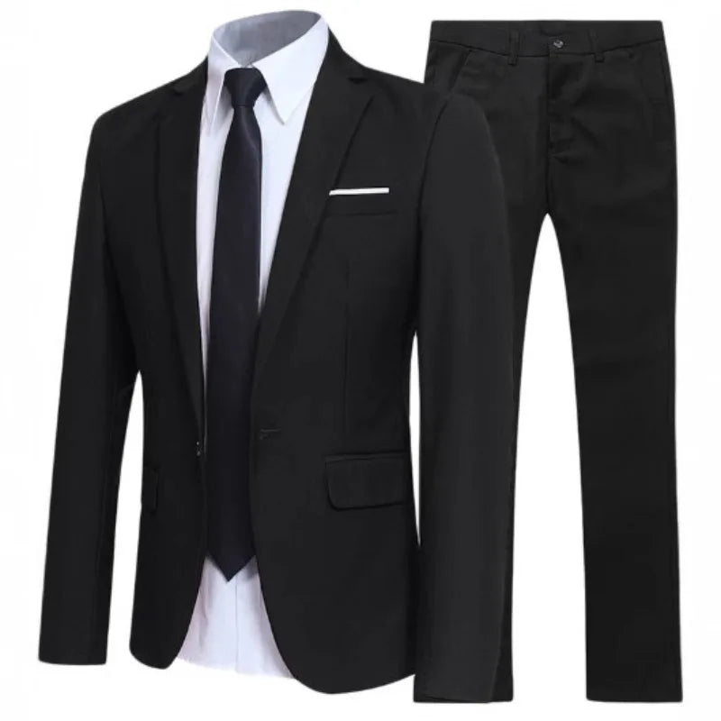 AMEHE Men’s Slim 2-Piece Formal Suit – Spring to Winter