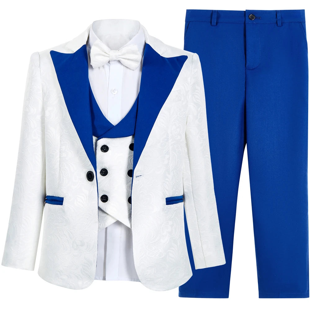 AMEHE Boys’ Paisley 4-Piece Suit – Blazer, Vest & Pants
