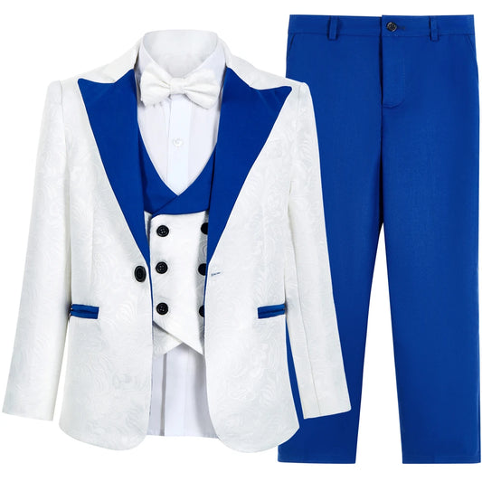 AMEHE Boys’ Paisley 4-Piece Suit – Blazer, Vest & Pants