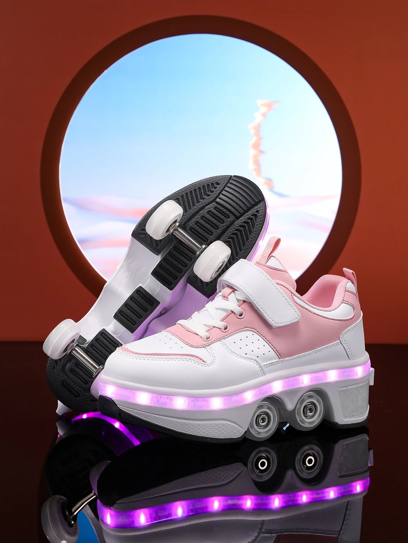 Kids Light-Up Roller Shoes – Automatic Bouncing Wheel Sneakers for Walking, Sports & Outdoor Play