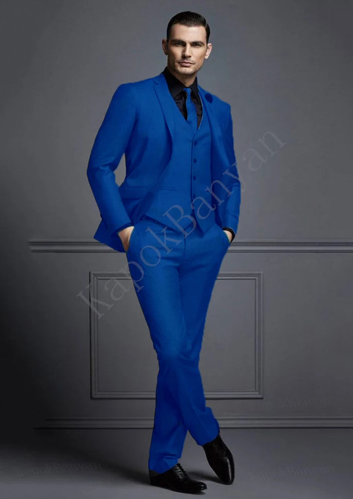 AMEHE Men’s Grey Slim Fit 3-Piece Suit