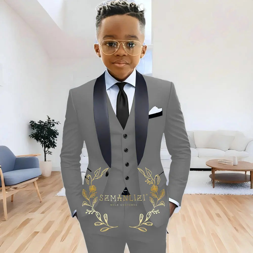 AMEHE Boys’ 3-Piece Navy Blue Formal Suit