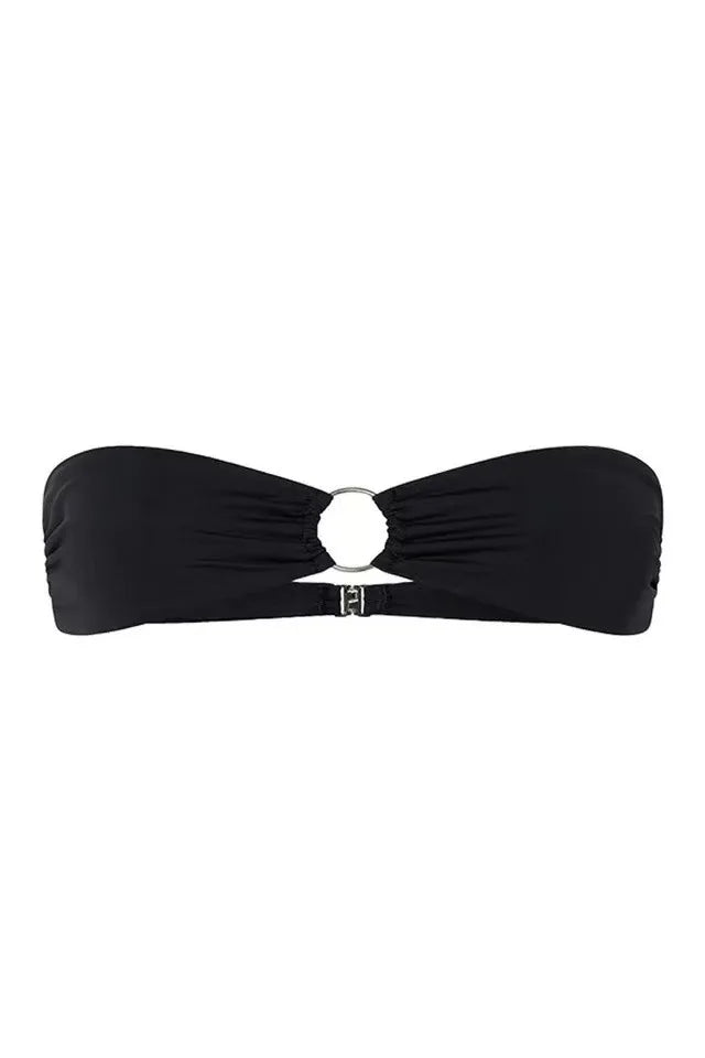 AMEHE Black Bandeau Bikini with Metal Ring Detail