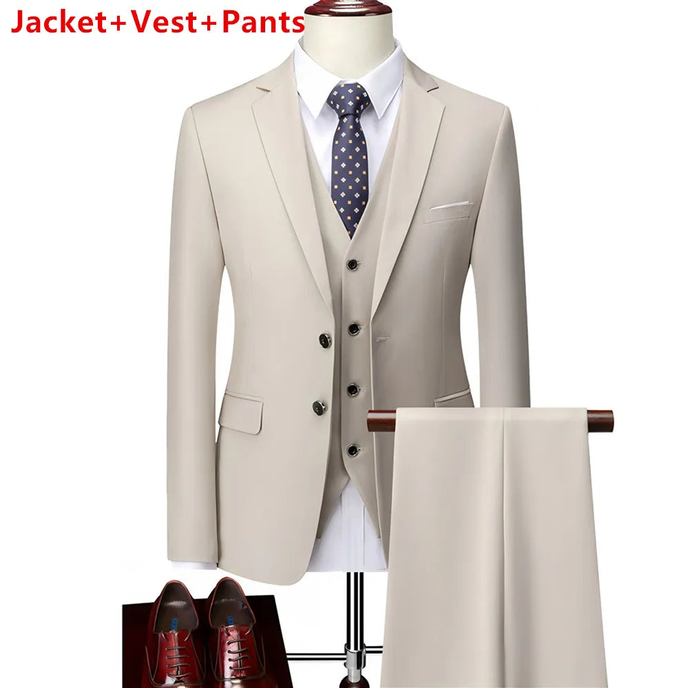AMEHE Men’s Luxury 3-Piece Business & Formal Suit