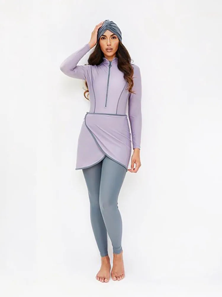 AMEHE Women's Modest Long-Sleeve Burkini Swimwear with Hijab