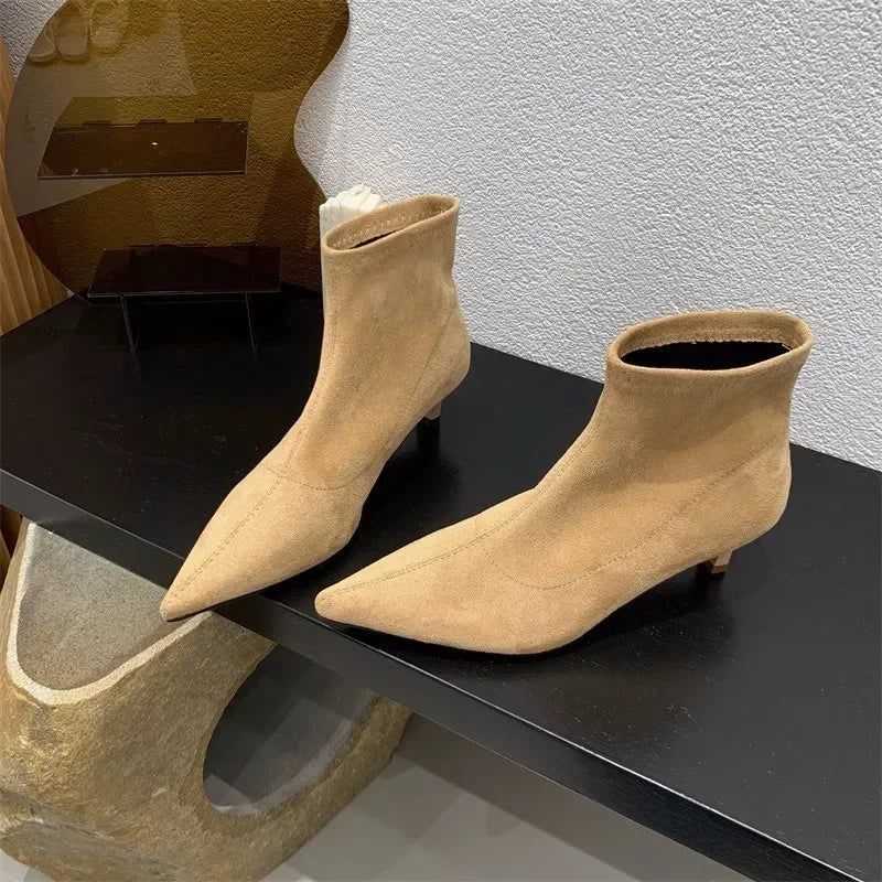 Ladies’ Fashion Ankle Boots – Solid Color, Back Zipper