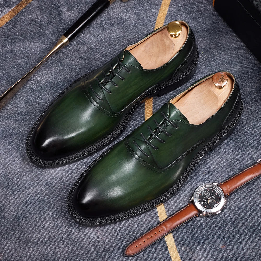 Men’s Formal Office Shoes – Solid Color Oxford Leather