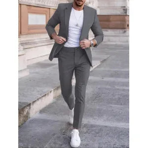 AMEHE Men’s Slim 2-Piece Formal Suit – Spring to Winter