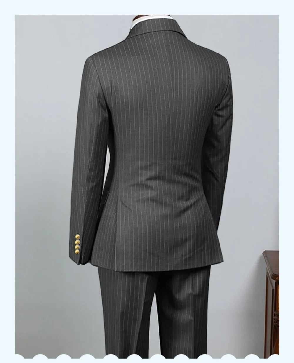 AMEHE Men’s Luxury Black Striped Suit