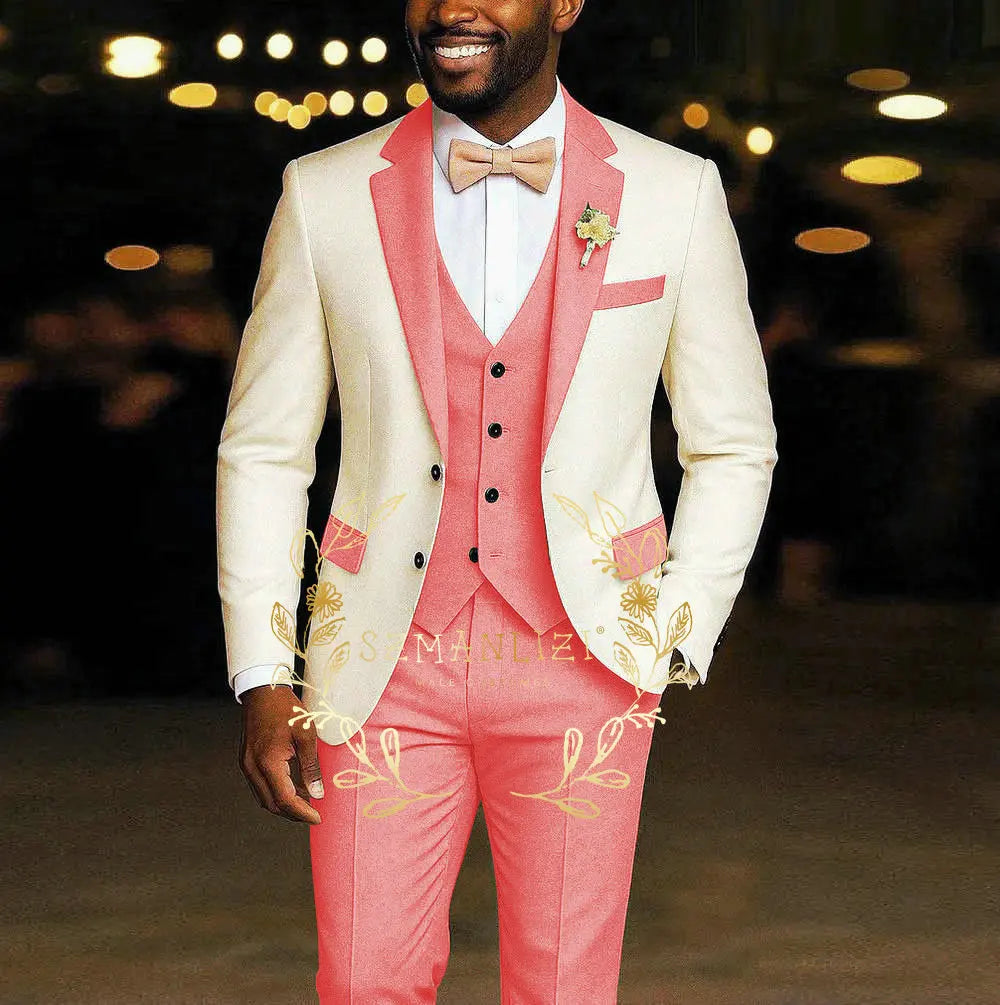 AMEHE Ivory Men’s 3-Piece Suit – Blazer, Vest & Pants