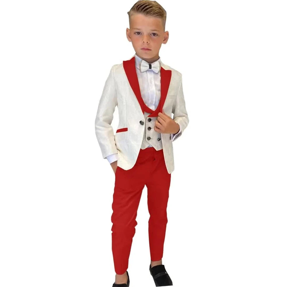 AMEHE Boys’ Paisley 4-Piece Suit – Blazer, Vest & Pants