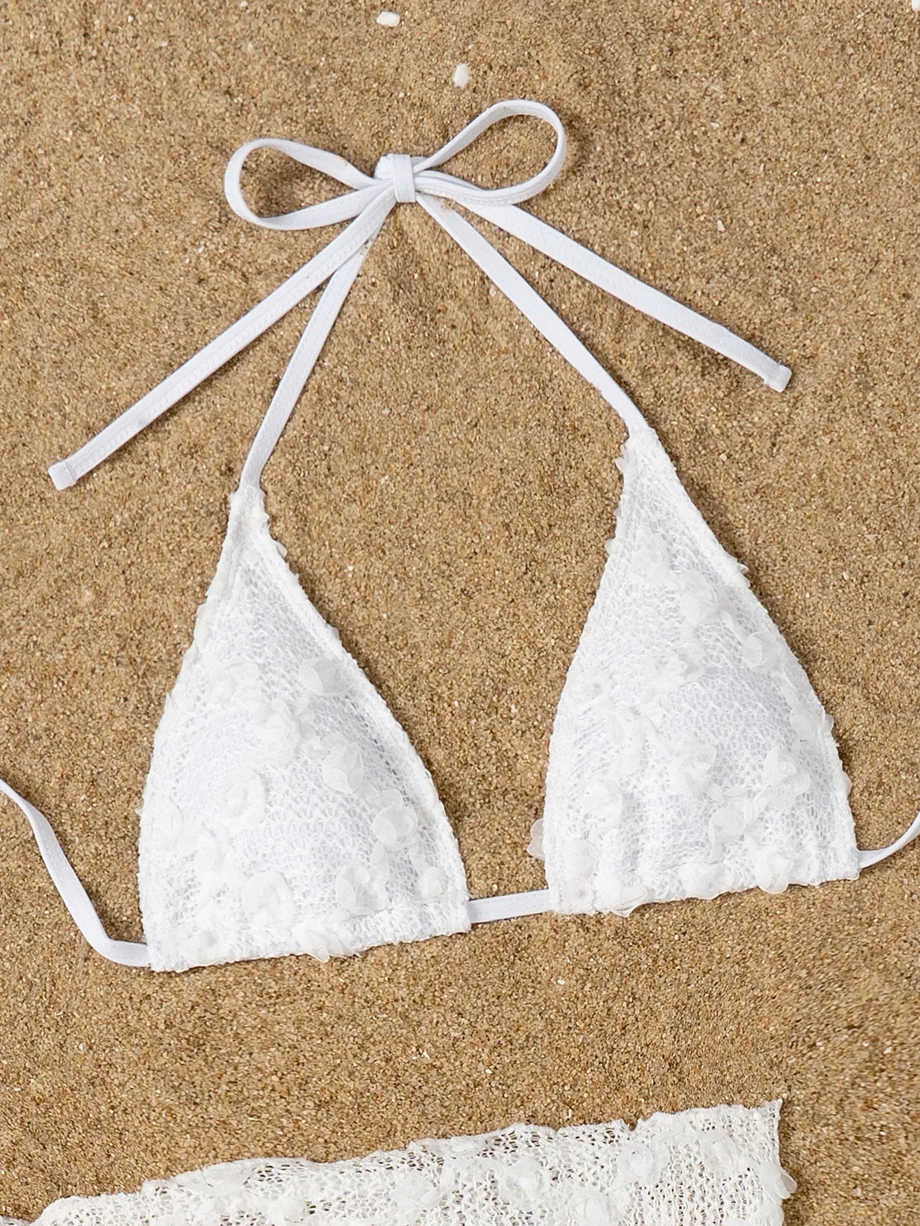 AMEHE White Lace 3-Piece Bikini Set with Cover-Up Skirt