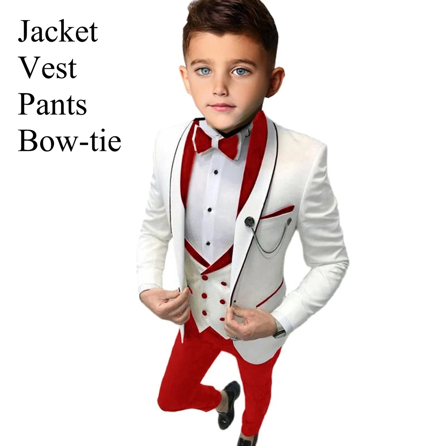 AMEHE Boys’ Paisley 4-Piece Suit – Blazer, Vest & Pants