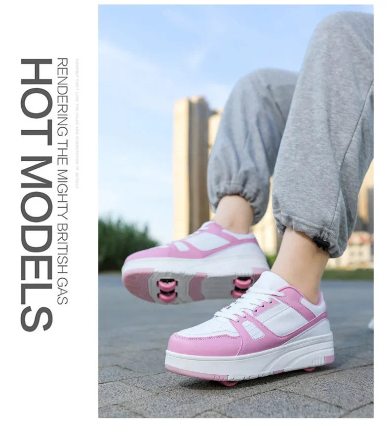 Boys & Girls 4-Wheel Skate Sneakers – Fashionable & Fun