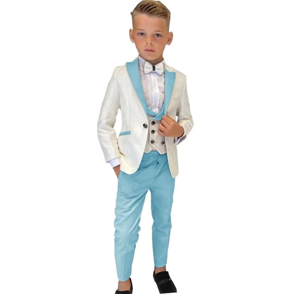 AMEHE Boys’ Paisley 4-Piece Suit – Blazer, Vest & Pants
