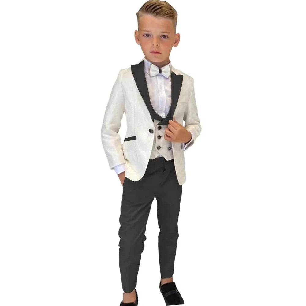 AMEHE Boys’ Paisley 4-Piece Suit – Blazer, Vest & Pants