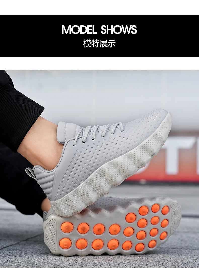 Men’s Cushioned Running Shoes – Breathable Thick Sole Non-Slip Sneakers