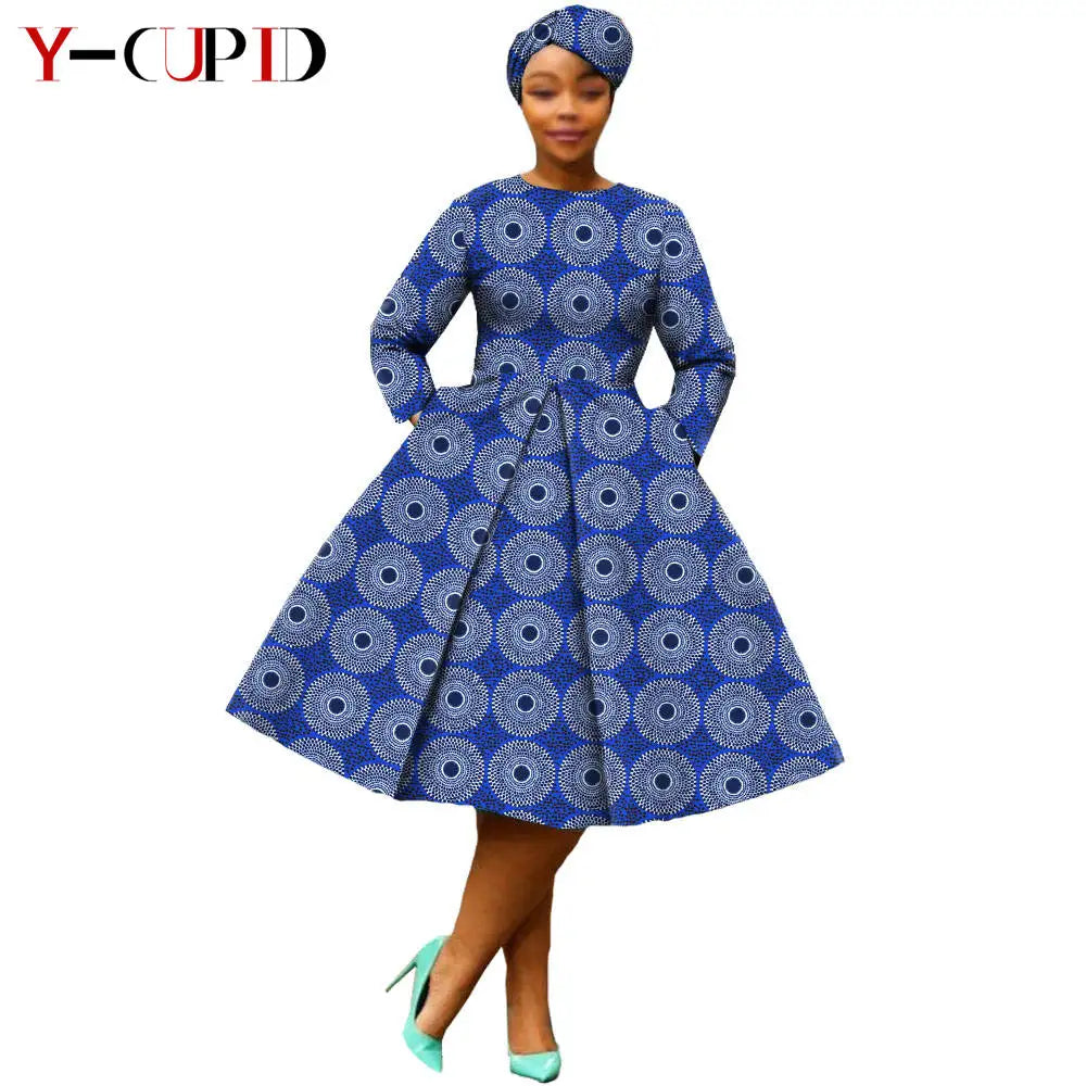 African Matching Couple Outfits | Dress, Headwrap & Men’s Dashiki Set