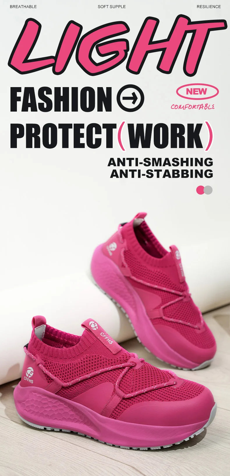 Ladies’ Safety Work Sneakers – Non-Slip, Puncture-Resistant