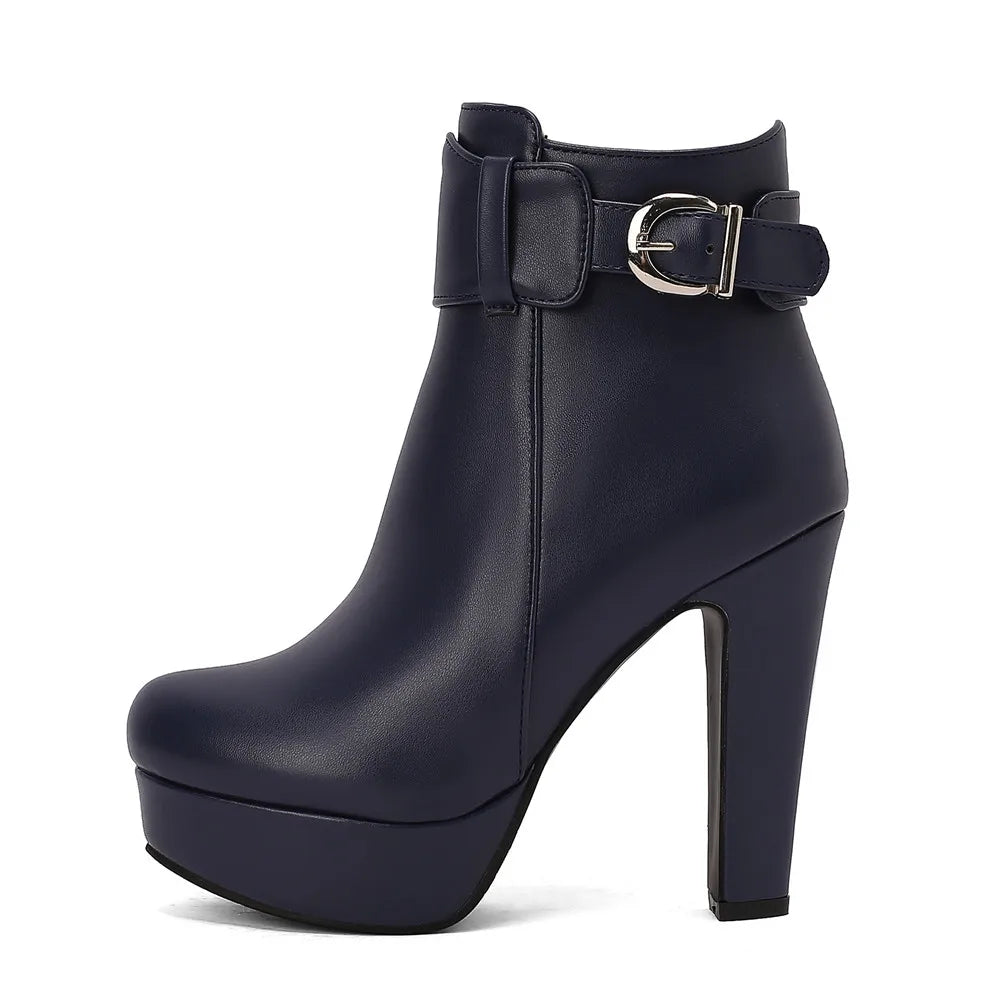 Women’s Fashion Platform Ankle Boots – Black/Red/White
