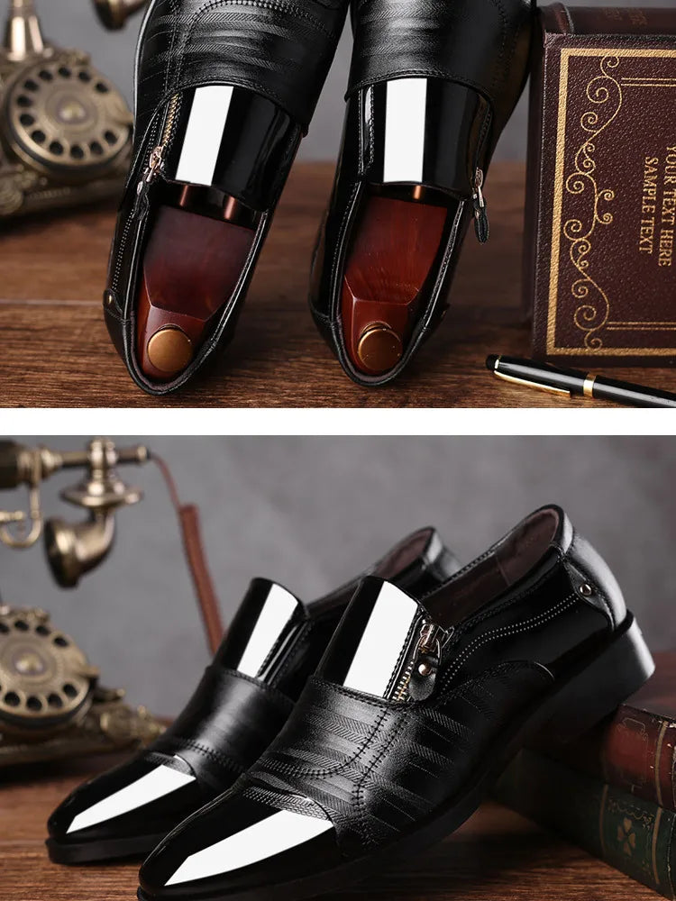 Men’s Business Formal Shoes – Classic Black Oxford Slip-On