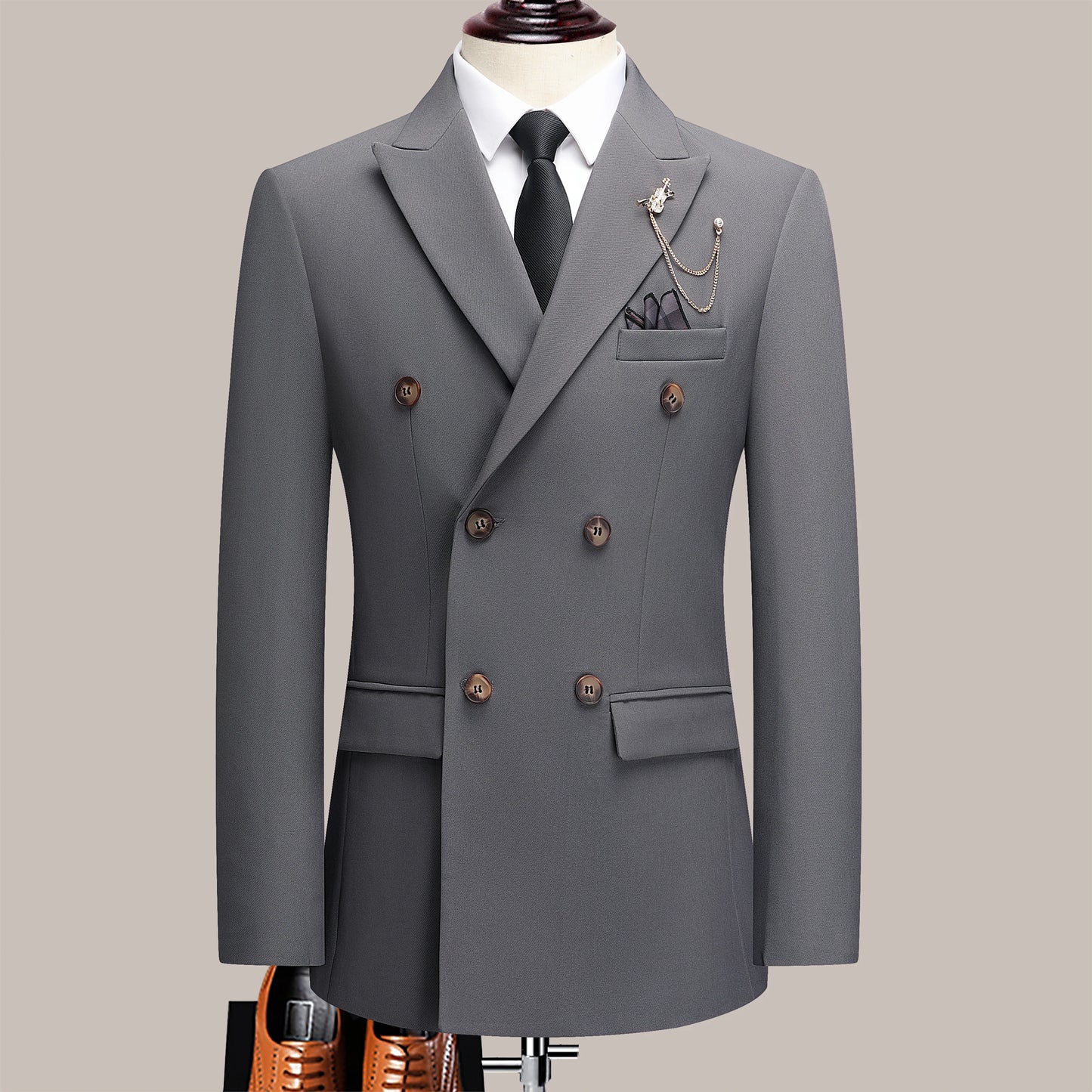 AMEHE Men’s 2-Piece Business Suit – Lapel Collar