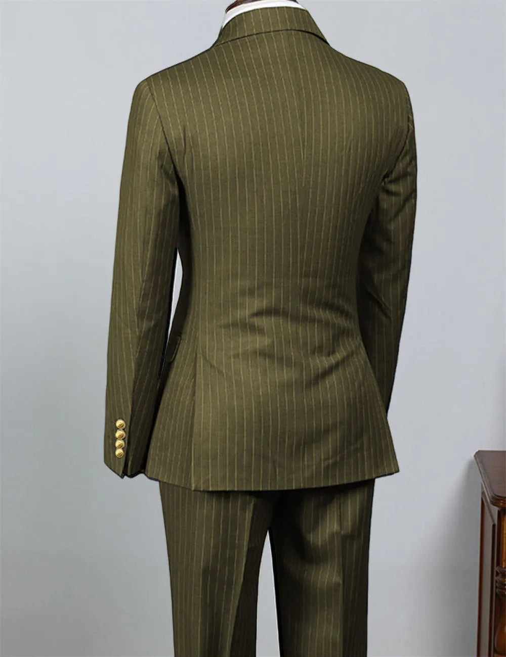 AMEHE Men’s Luxury Black Striped Suit