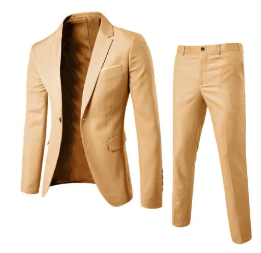AMEHE Men’s Slim 2-Piece Formal Suit – Spring to Winter