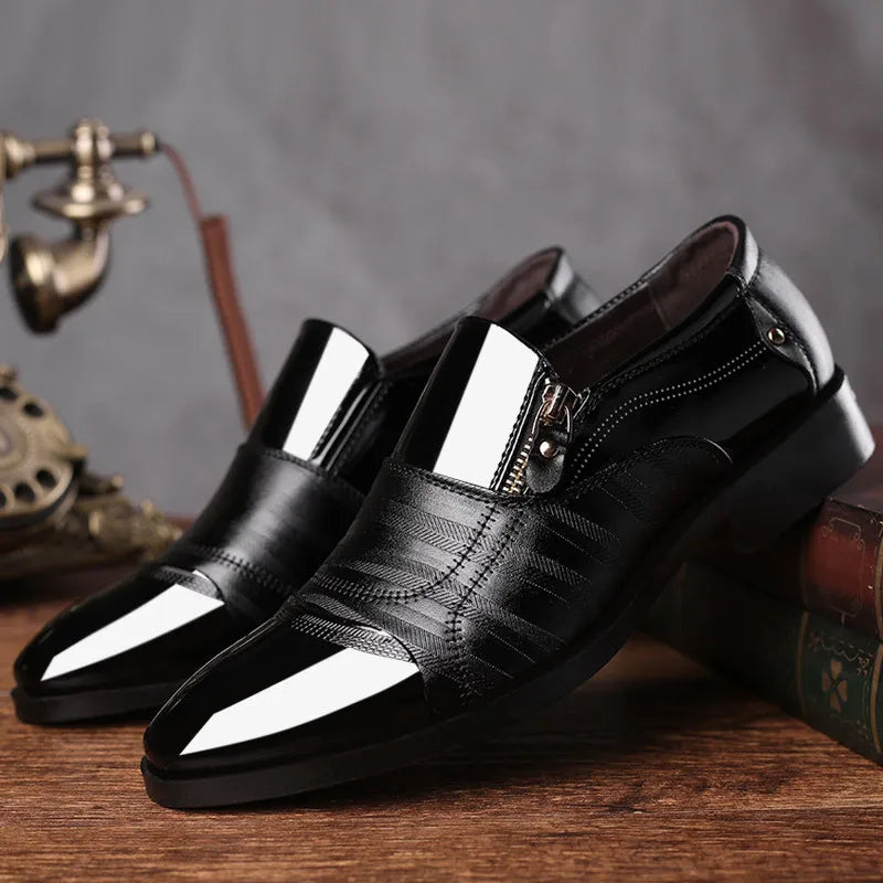 Men’s Business Formal Shoes – Classic Black Oxford Slip-On