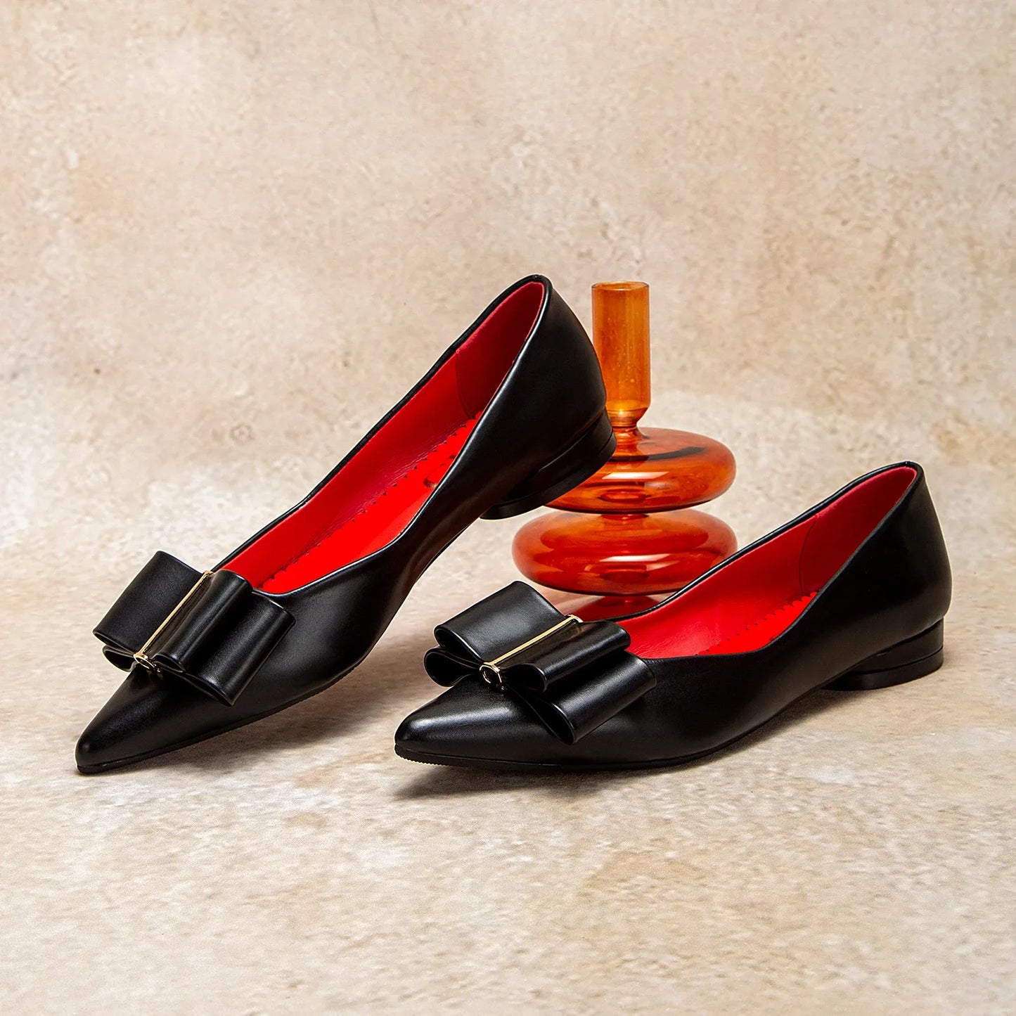 Women’s Fashion Flats – PU Leather, Bowknot Design