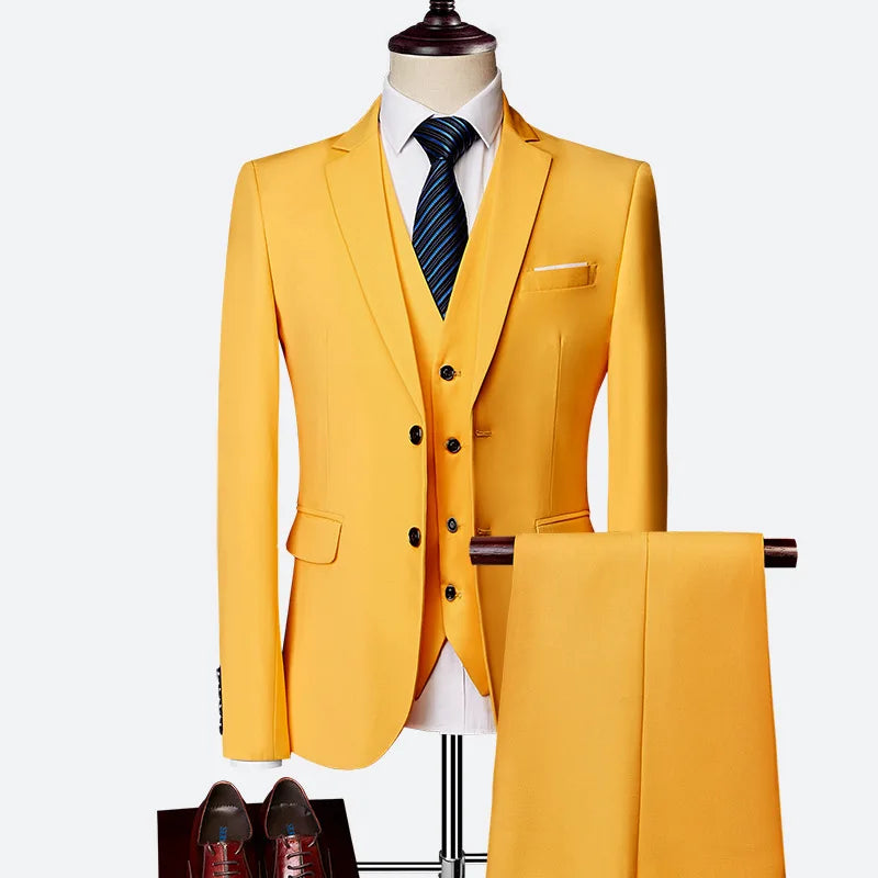 AMEHE Men’s Slim Business Suit Set