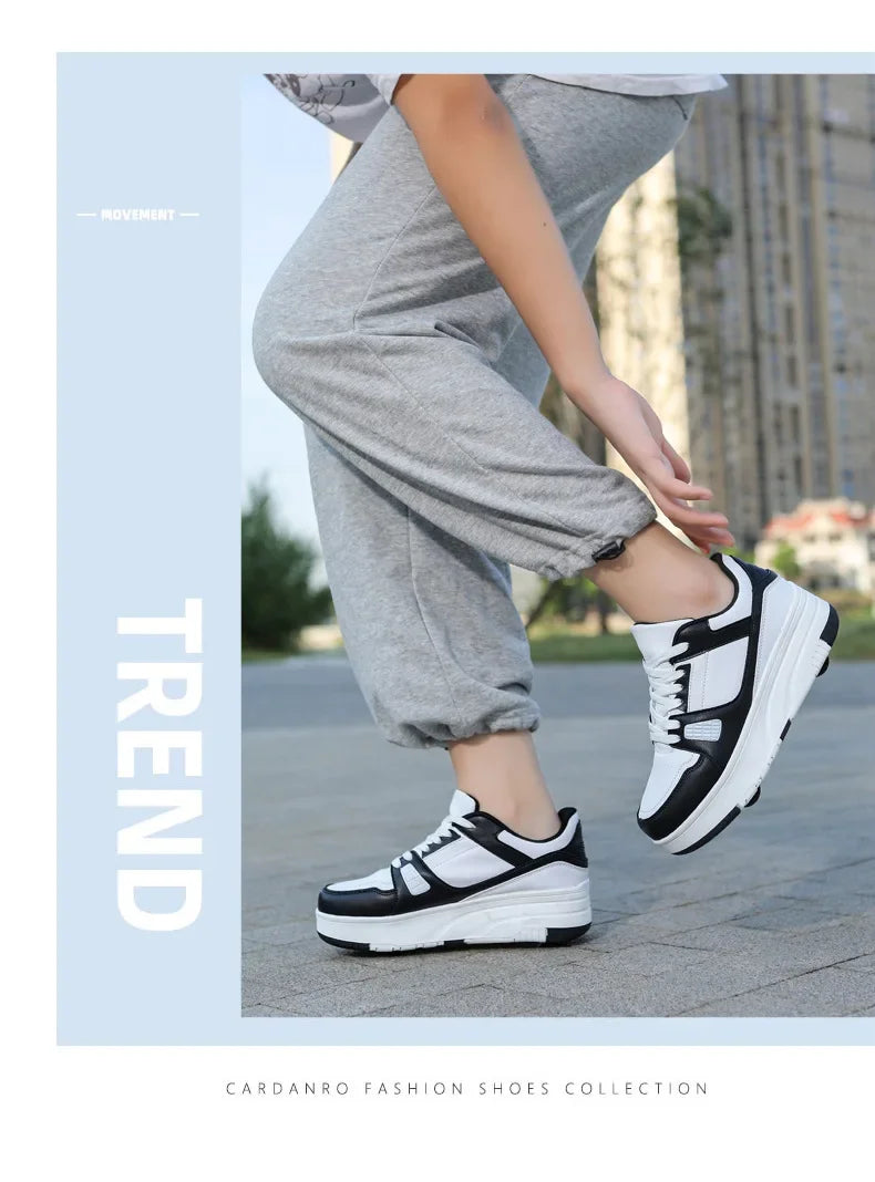 Boys & Girls 4-Wheel Skate Sneakers – Fashionable & Fun