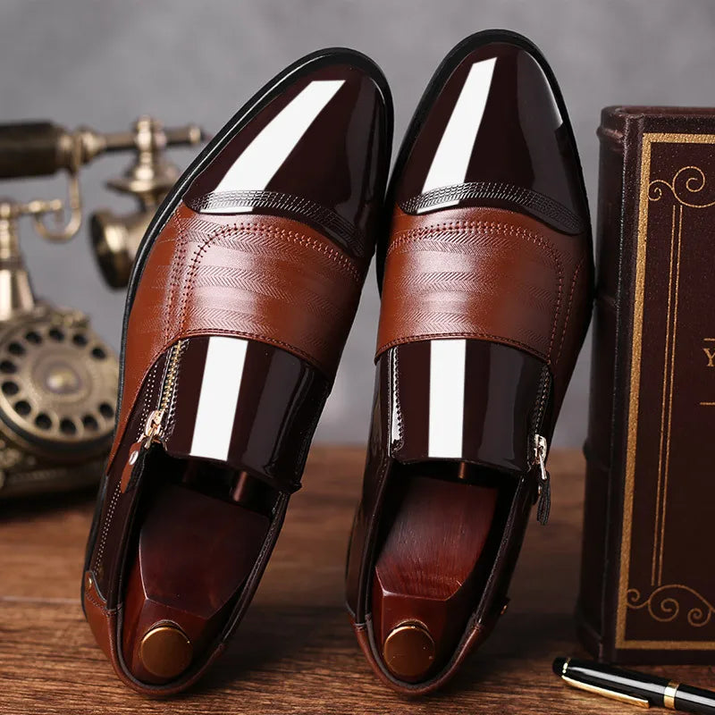 Men’s Business Formal Shoes – Classic Black Oxford Slip-On
