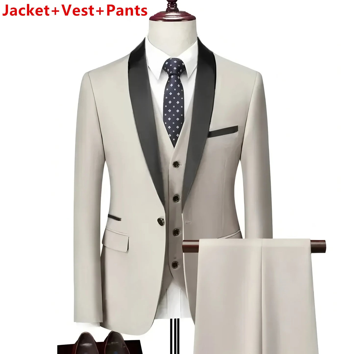 AMEHE Men’s Luxury 3-Piece Business & Formal Suit