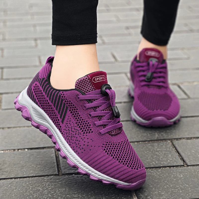 Women’s Platform Lace-Up Sneakers – Casual Running & Vulcanized Shoes