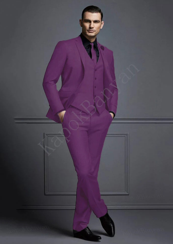 AMEHE Men’s Grey Slim Fit 3-Piece Suit