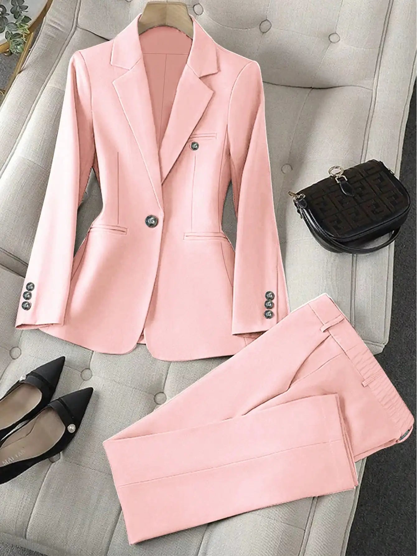 AMEHE Women’s Single-Breasted 2-Piece Suit Set